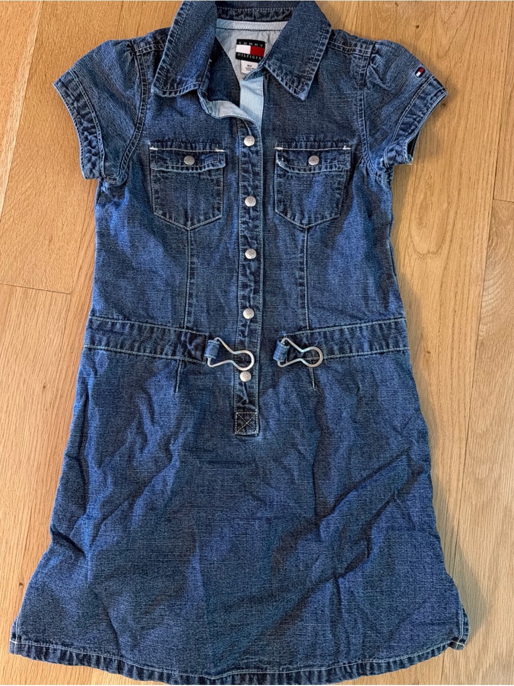 Tommy Hilfiger Girls' Blue Denim Shirt Dress 6X
